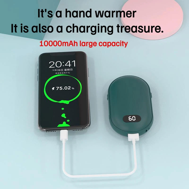USB Rechargeable Hand Warmer Power Bank 2-in-1 Mini Electric Heater