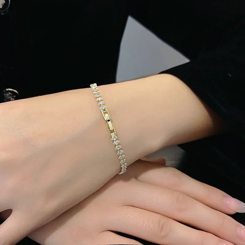 Luxury Roman Crystal Geometric Chain Bracelets for Women Trendy Goth