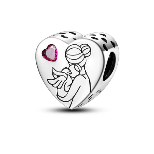 Charms Beads 925 Sterling Silver Tree of Life Peach Heart Sweet Love