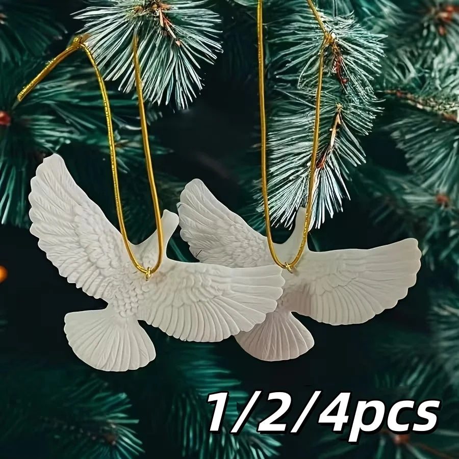 1-6pcs Style Friendship Doves Peace Doves Resin Christmas Ornament