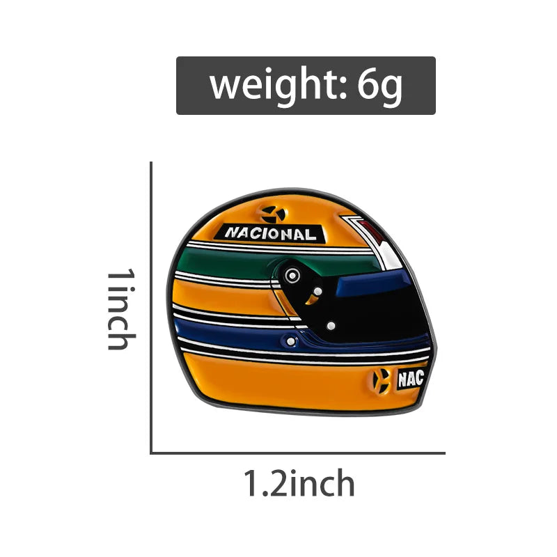 F1 Racing Driver Enamel Pins Custom Ayrton Senna Helmet