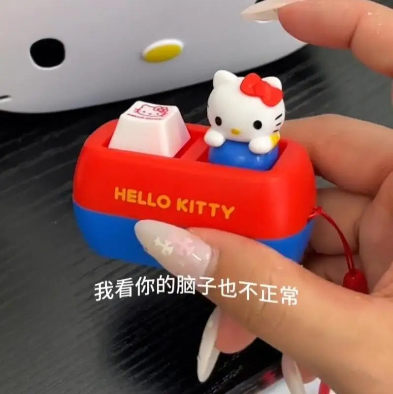 Sanrio Hello Kitty Voice Button Keyring Kt Cat Keycap Stress Relief