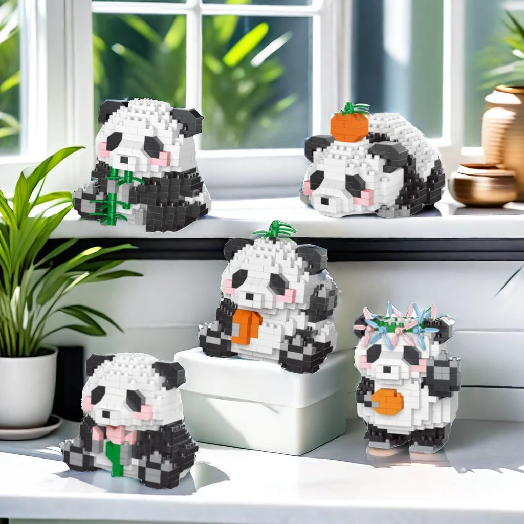 Adorable Panda-Shaped Building Blocks Toy Set: Desirable Desktop