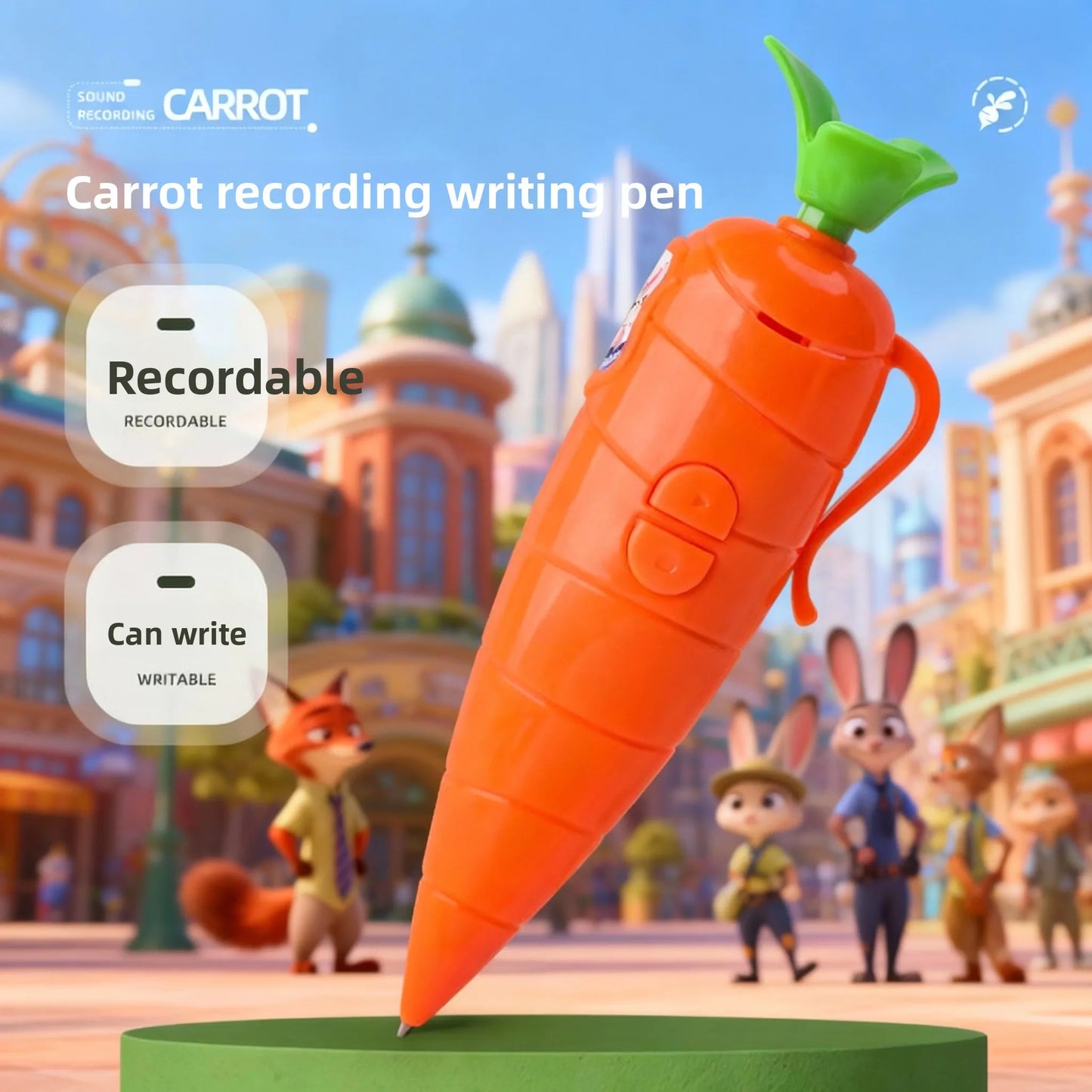 Judy & Nick Carrot Voice Recorder Electronic Sound Toy Can Write