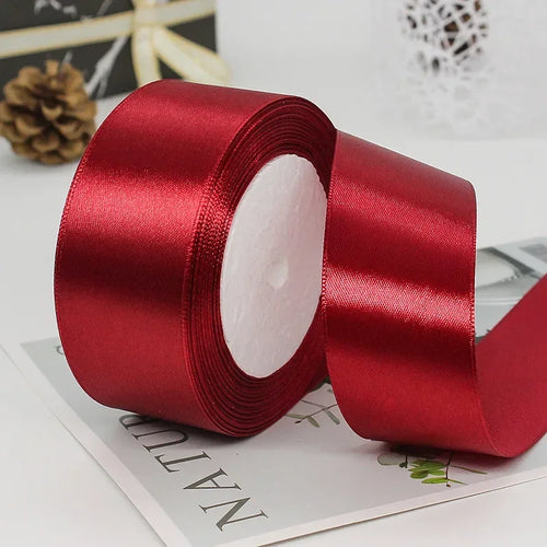 25yards/Roll 40mm Satin Ribbons Crafts Bow DIY Gift Wrap Wine Red