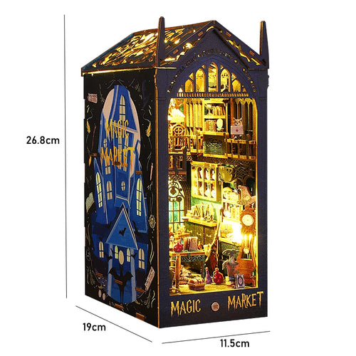 DIY Book Nook Shelf Insert Kit 3D Wooden Puzzle Doll House Assembly