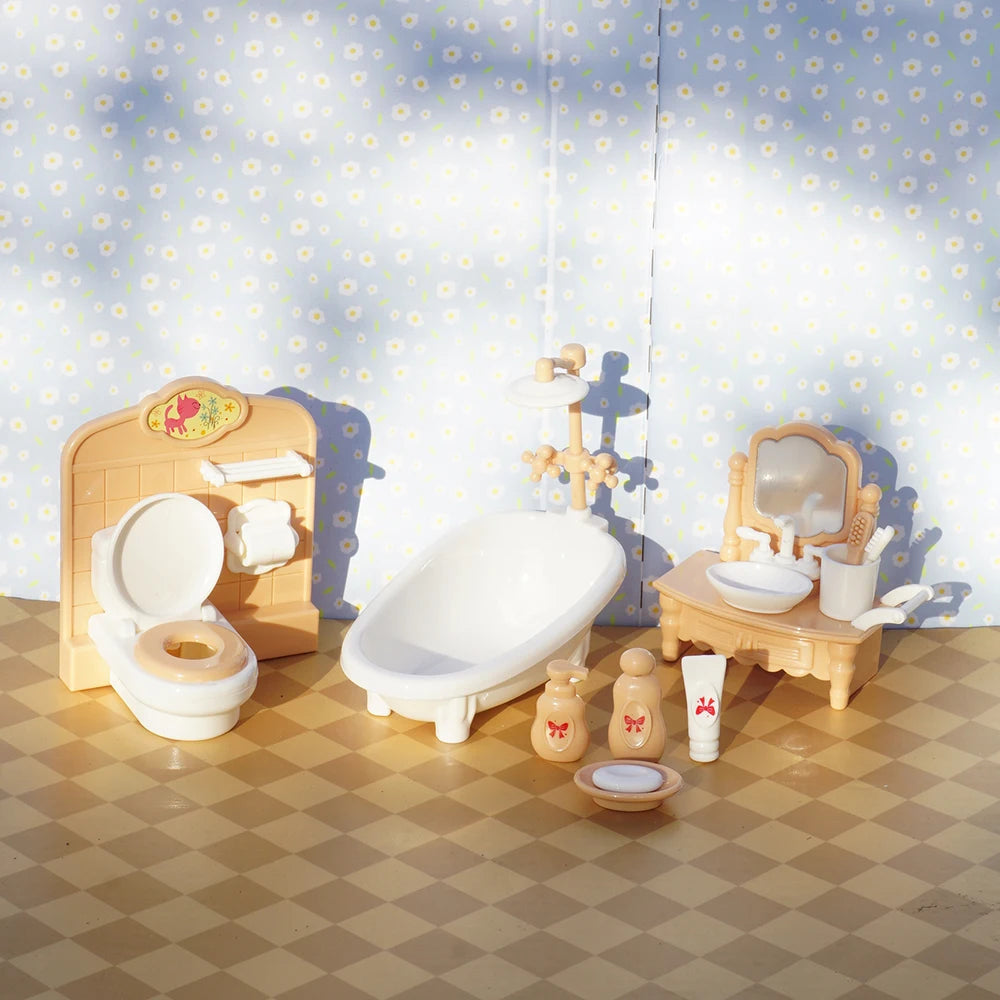 24Pcs Style Brown Miniature DollhouseFurniture Accessory Kids Toy Cute