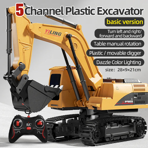 Alloy Remote Control Excavator Toy Car with Lights Sound Effect