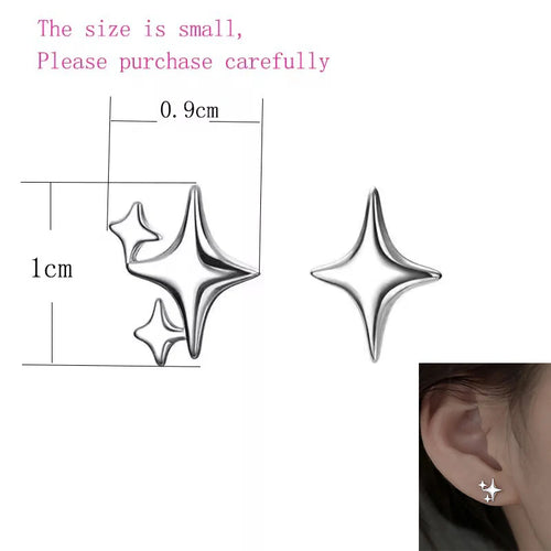 Ventfille 925 Sterling Silver Star Earring for Women Girl Simple