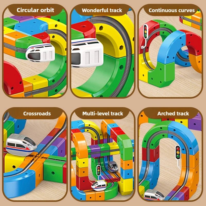Children Magic Track Train Electric Assembled Building Blocks Magnetic