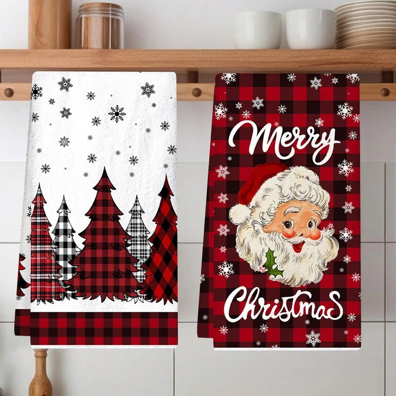 2pcs Christmas Kitchen Towels Merry Christmas Party Decoration 2025