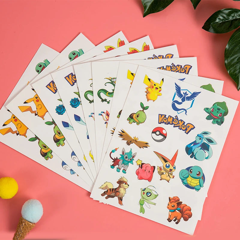 3PCS Pokemon Temporary Tattoo Stickers Children Pikachu Sticker Funny