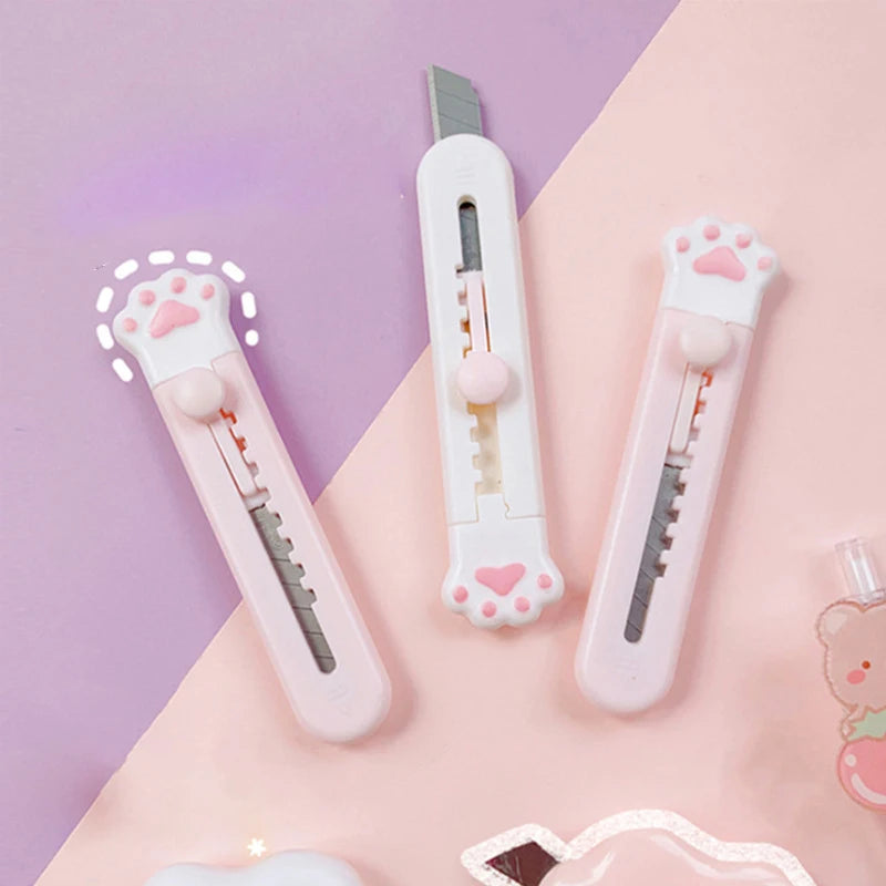 Kawaii Mini Pocket Cat Paw Art Utility Knife Express Box Knife Paper