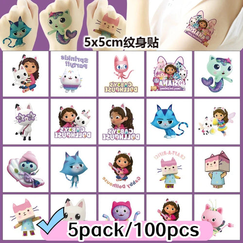 Cartoon 20PCS Cute Gabby Dollhouse Cats Tattoo Stickers Kawaii Anime