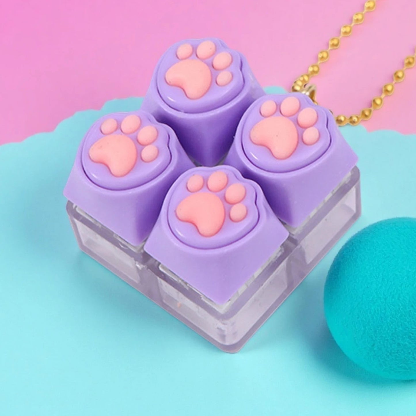 Silicone Cat Paw Keychain Stress Relief Toy with LED Light Flash