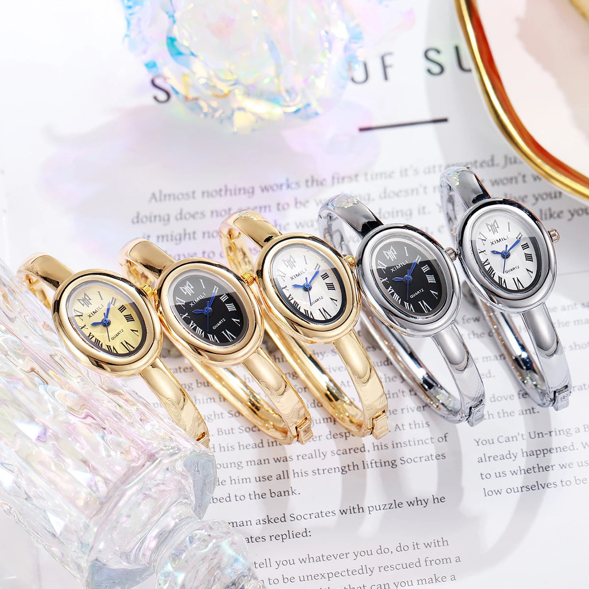 Elegant Oval Roma Dial Women Quartz Watch Fashion Bracelet Strap