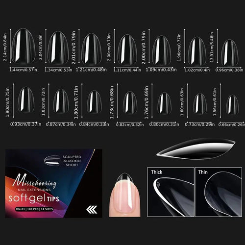 120/140pcs Exquisite box set Almond False Nail Tips Clear Matt Soft