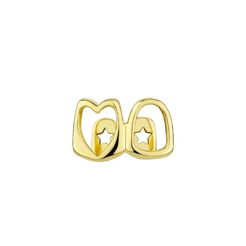 Golden Grillz Tooth Jewelry Set Copper Inlaid Zircon Hollow Heart