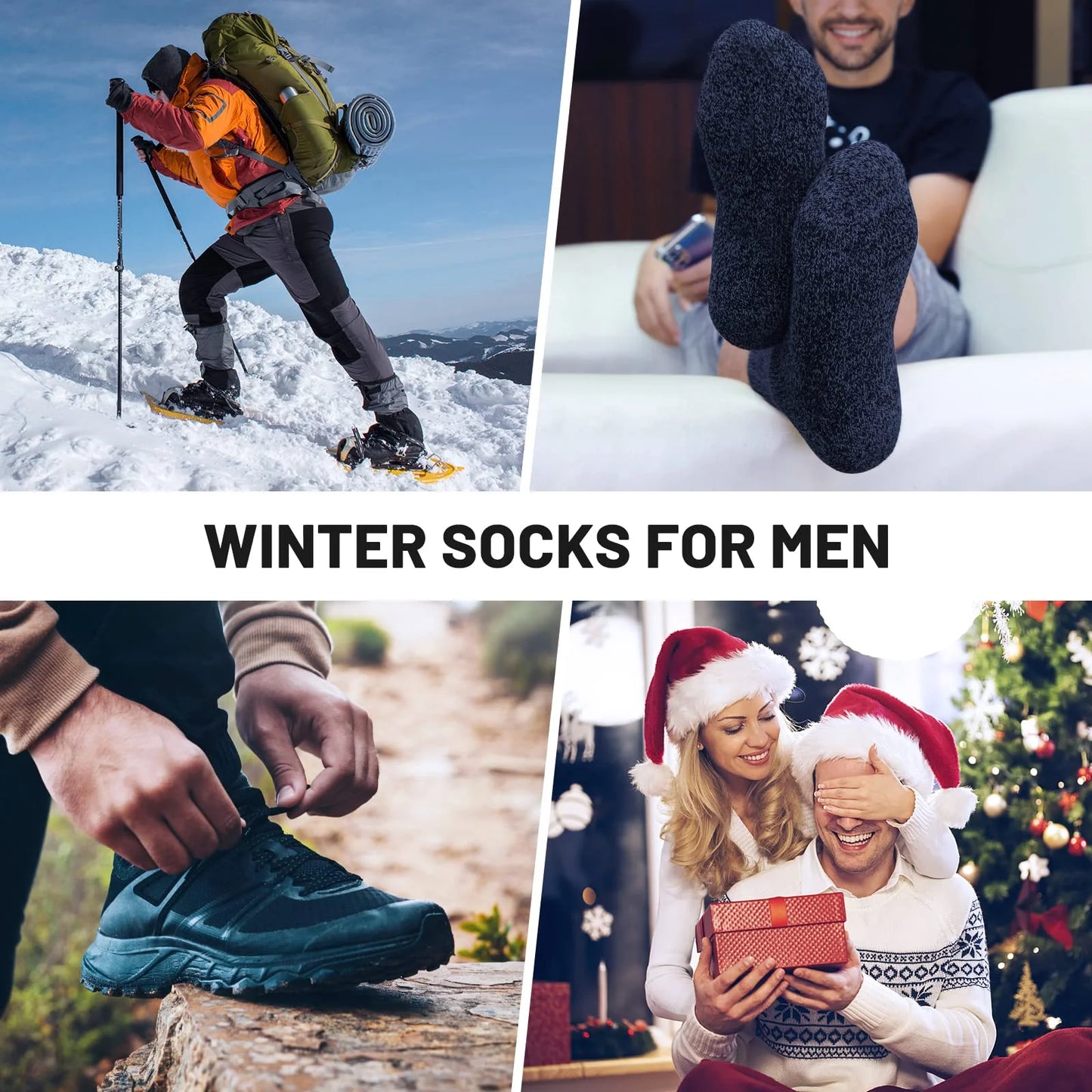 3 Pairs Winter Thick Warm Men’s Wool Socks Outdoor Thermal
