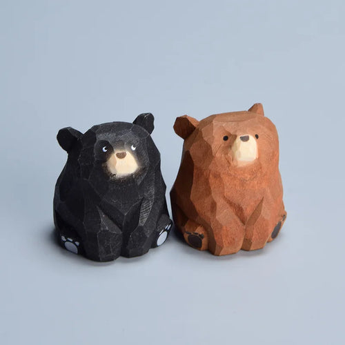 Wooden Bear Miniature Polar Bear Crafts Ornaments Cute Mini Solid Wood