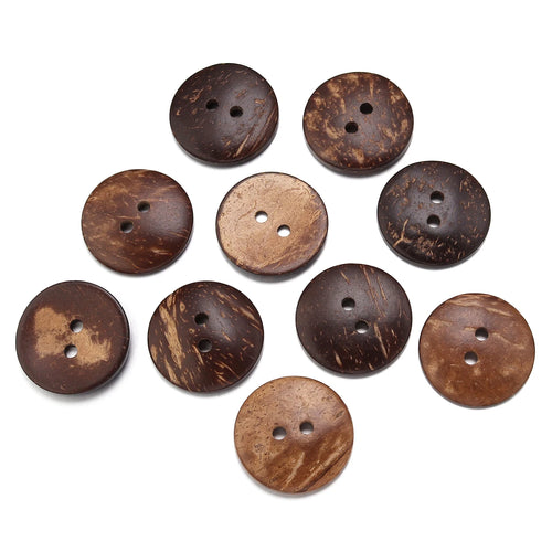 10-100Pcs Natural Coconut Shell Button Round 2-Holes Buttons for