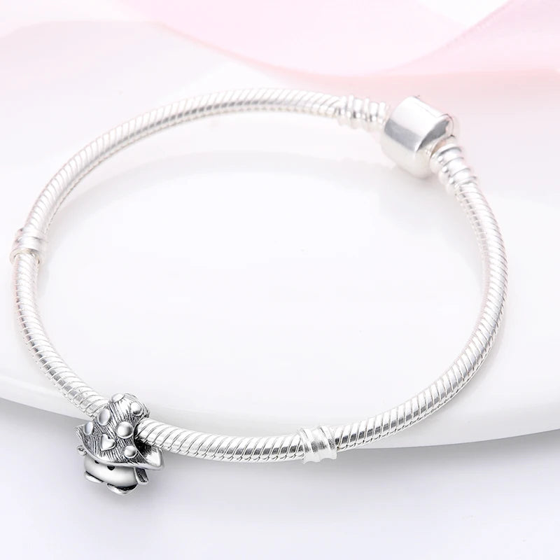 925 Silver Color Mushroom Owl Cat Bone Animal Charms Beads Fit Pandach