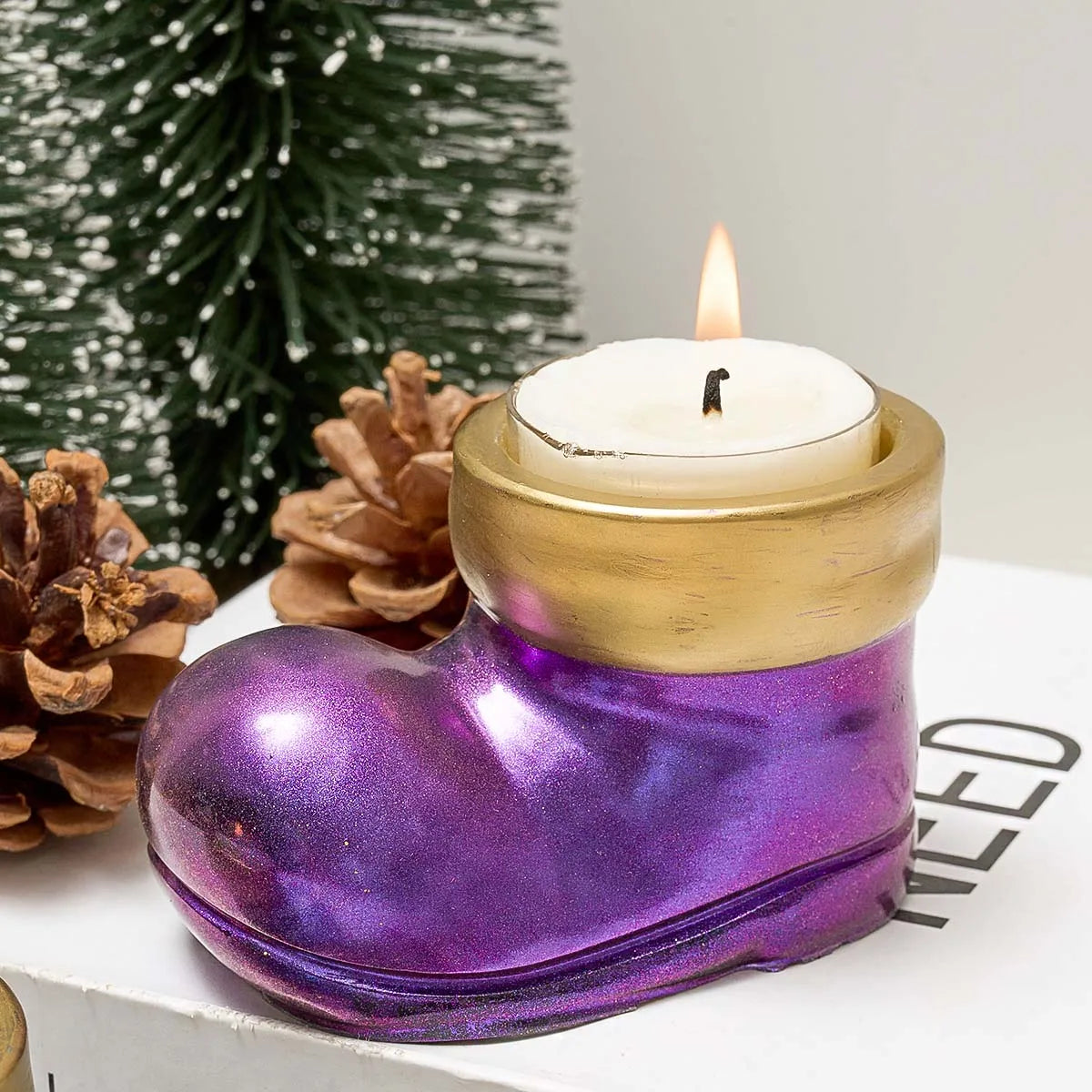 Christmas Boots Shoes Candle Holder Silicone Mold DIY Table Decoration