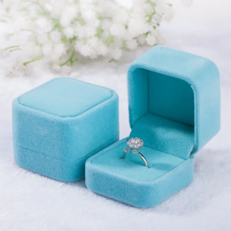 Rounded Flannelette Ring Box Flocking Jewelry Box Ring Stud Badge