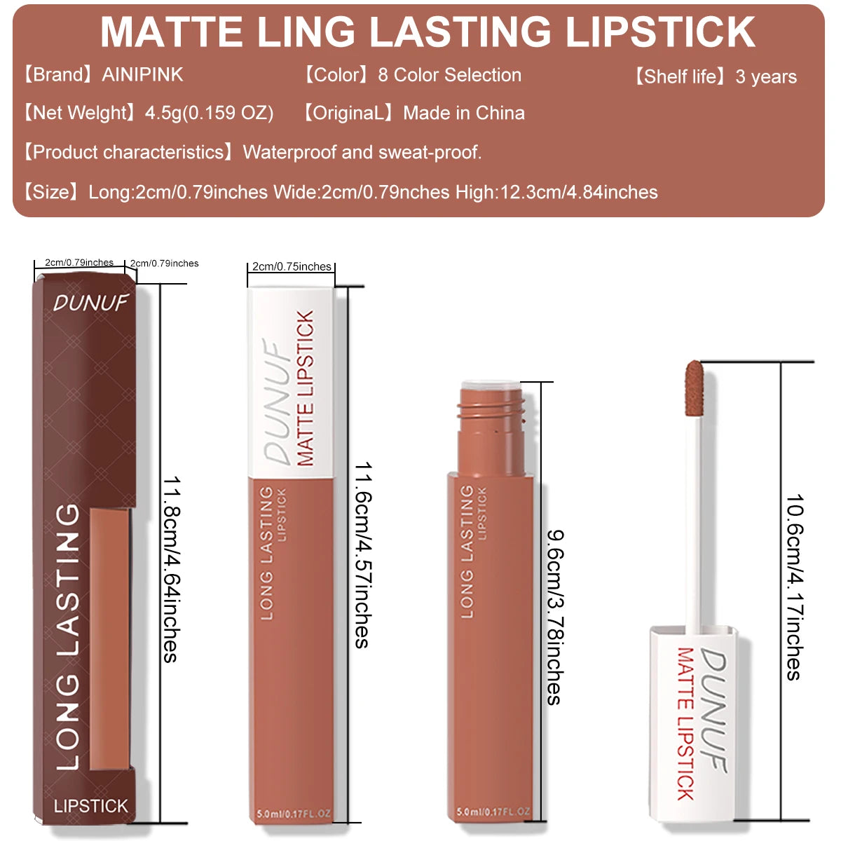 Long-Lasting Lip Gloss 1pcs: Matte Lipstick Non-Stick Cup Waterproof