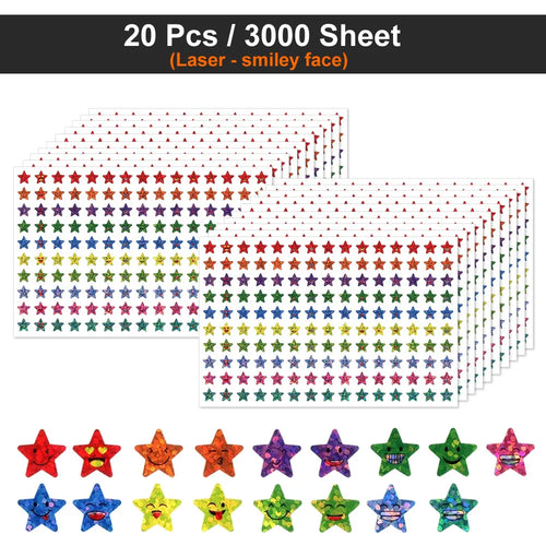 450-3000 Sheet Happy Face Stars Reward Sign Stickers Pack DIY