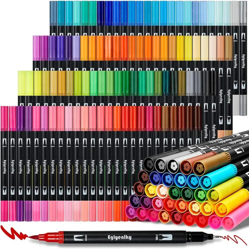 12-168 Colors Dual Brush Pens Art Markers Watercolor Fine and Brush