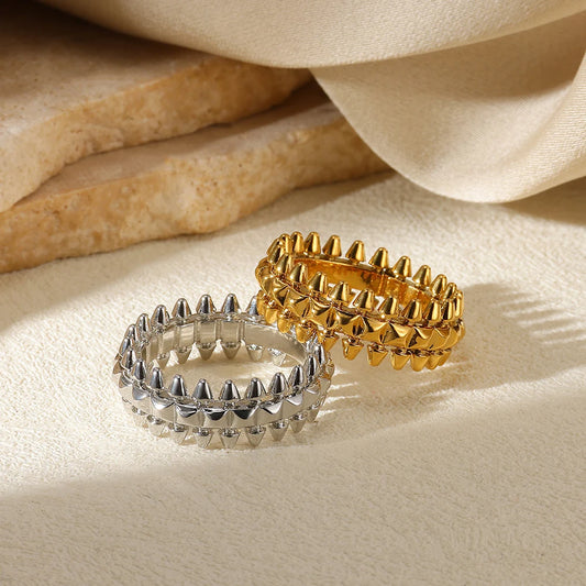 2025 Design Style Riveted Bullet Stainless Steel Rings For Women Punk