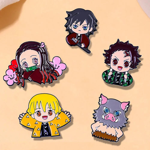 5 Pcs/set Demon Slayer Anime Cosplay Brooches Cute Character Pins