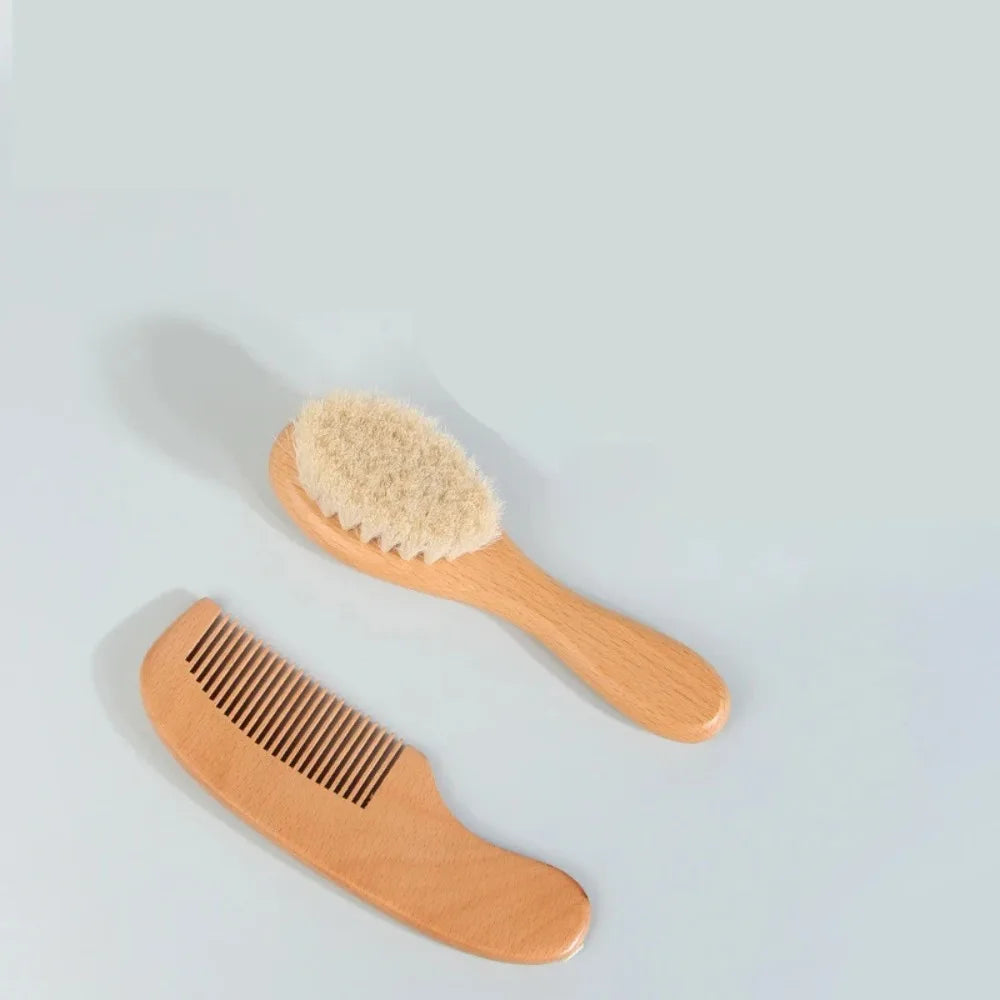 2pcs comb and brush set baby care beech wood brush and comb gift set