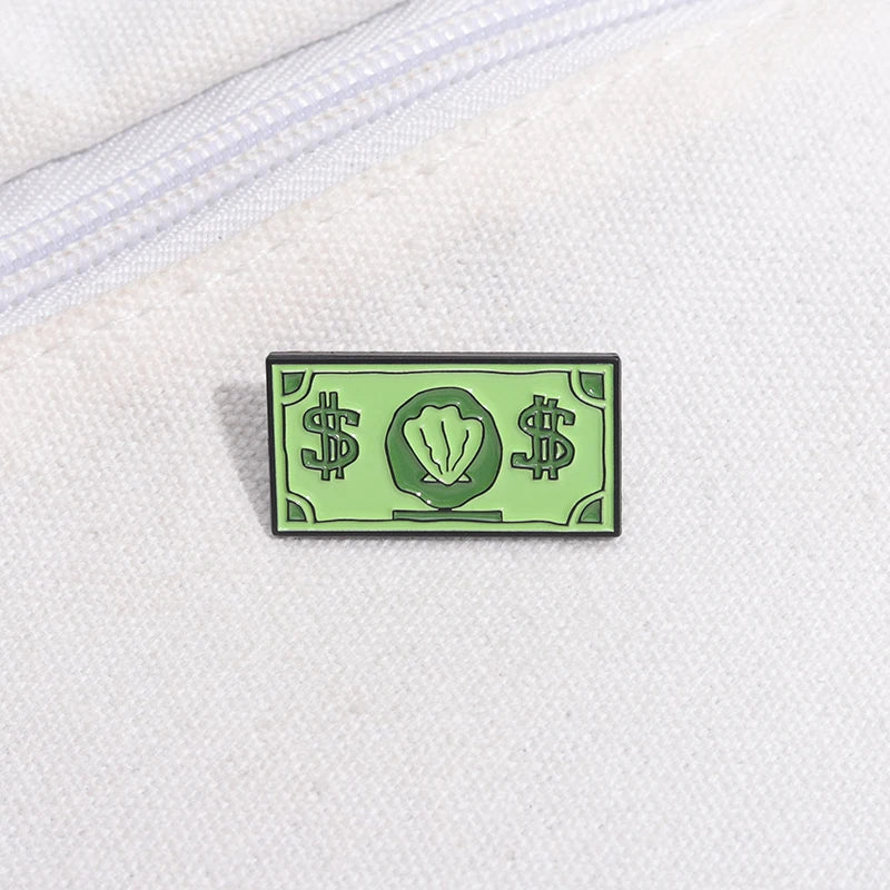 Green USD Symbol Enamel Pin Custom Wealth Money Cartoon Cute Anime