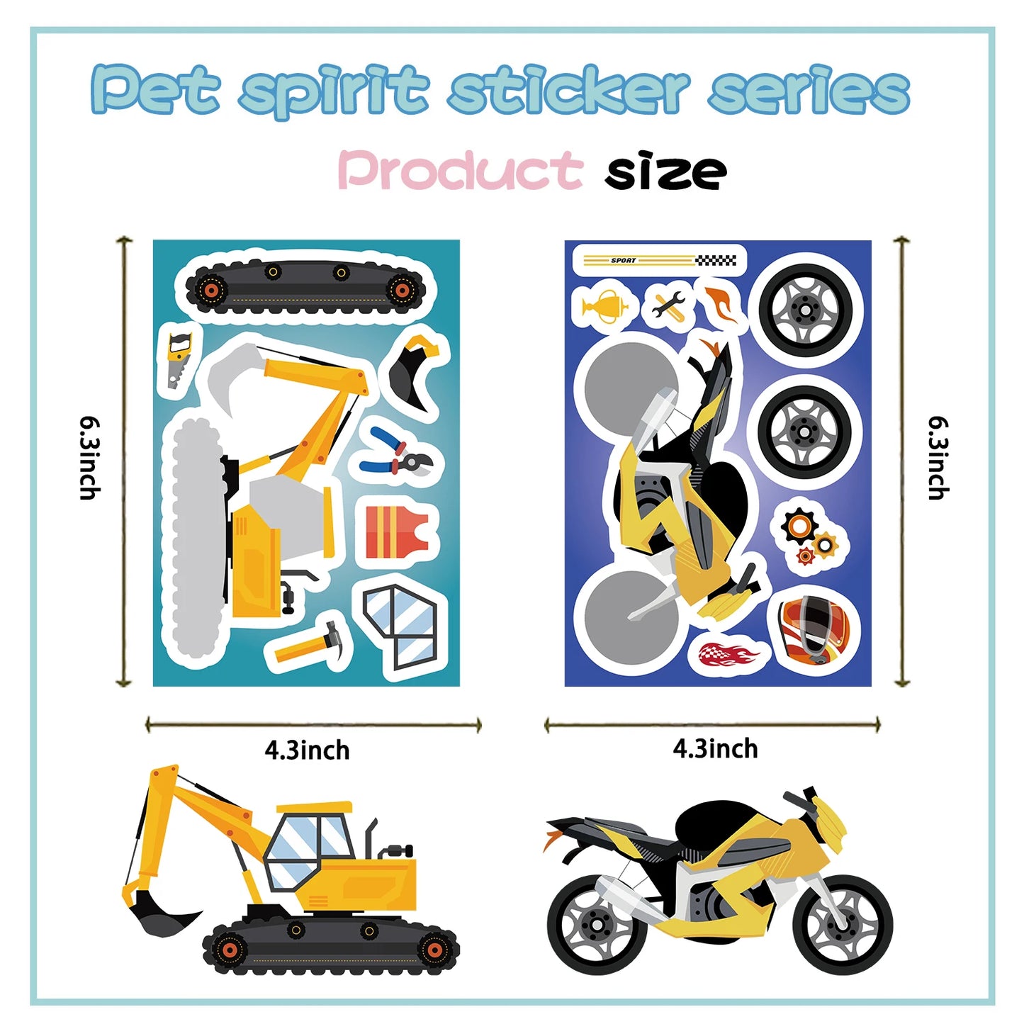 8/16/24Pcs Fire Truck Ambulance Puzzle Stickers Gifts Decoration DIY