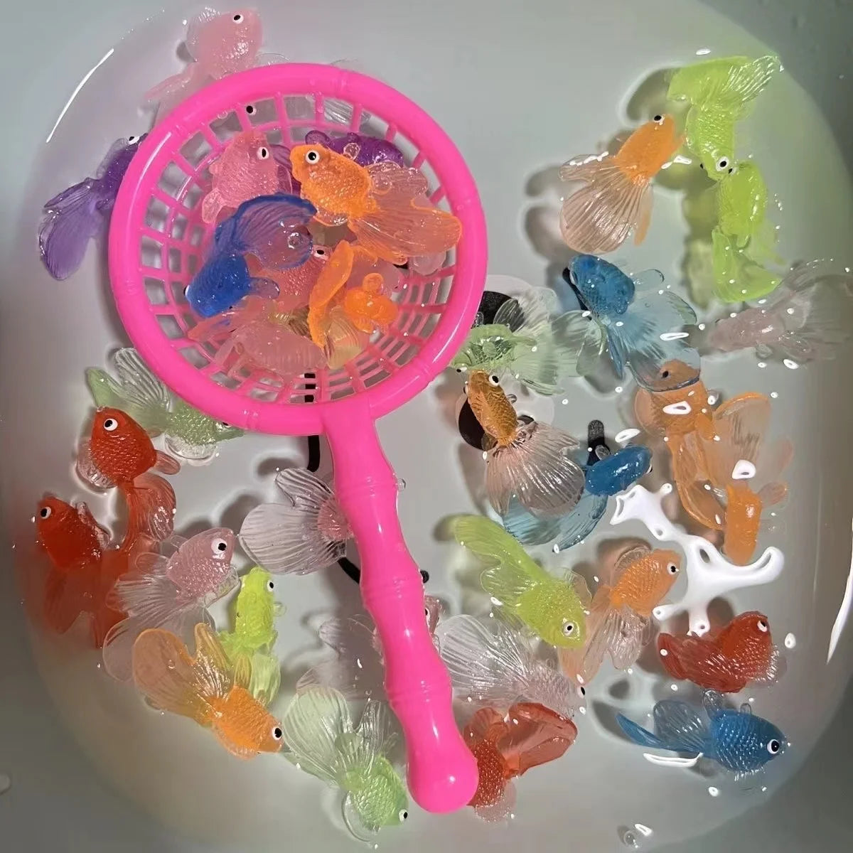 Children's 10Pcs/Set Kawaii Simulation Rubber Goldfish Baby Bath Water