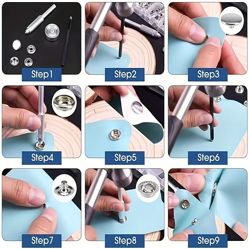25set Stainless Steel Snap Fastener Kit, 15mm Heavy Duty Snap Button