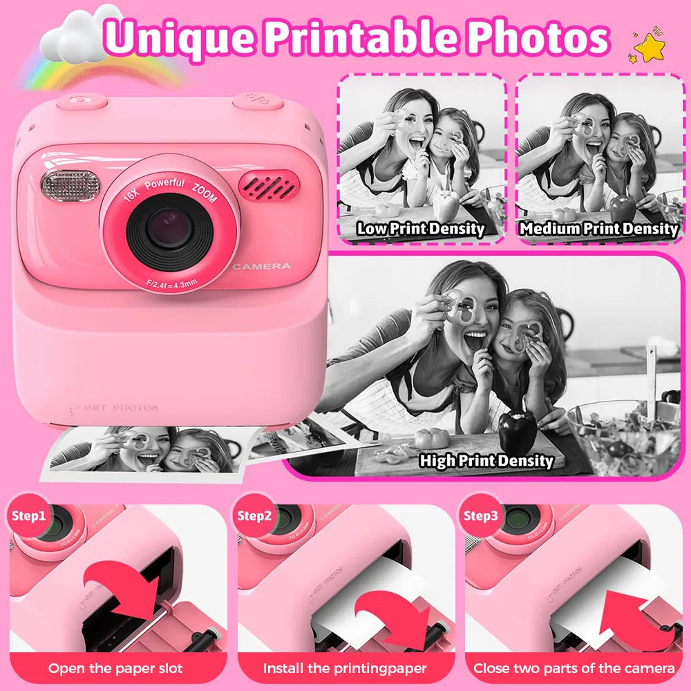 Children Digital Camera Photography Instant Camera 1080P HD Dual Lens
