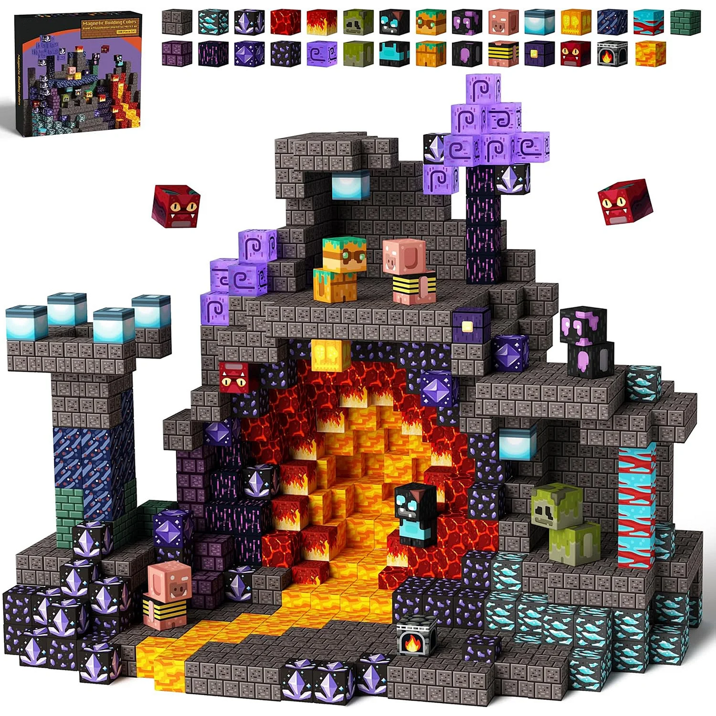 Magnetic Building Blocks Mine World Magnetic Cave World  Brick Cube