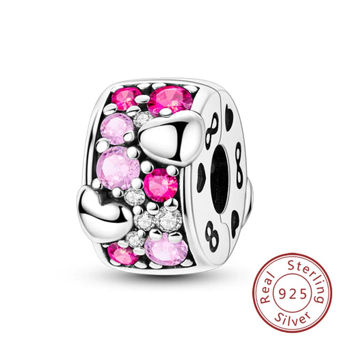 Fit Original Charms Beads 925 Sterling Silver Clip Charms Zircon