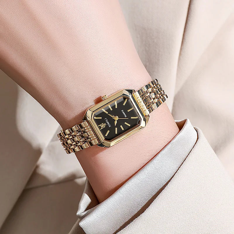 Fashion Rectangle Women Watches Ladies Stainless Steel Strap Quartz