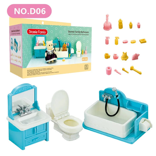1:12 Miniature Furniture Forest Family Kitchen Toy Dining Table