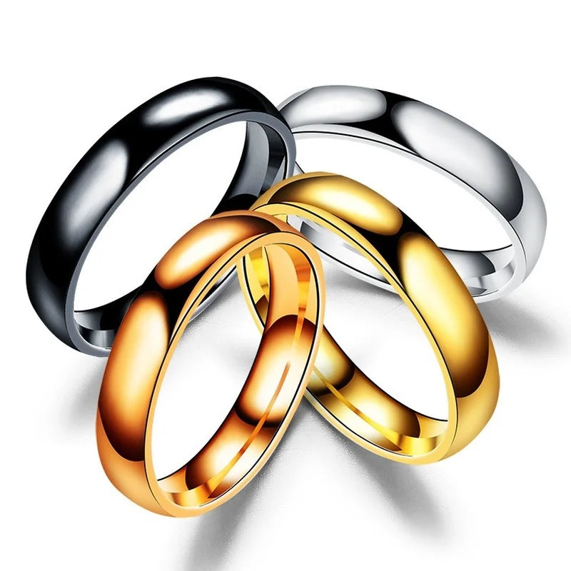 Simple 4mm 6mm Titanium Ring Women Men Prevent Allergy High Polished