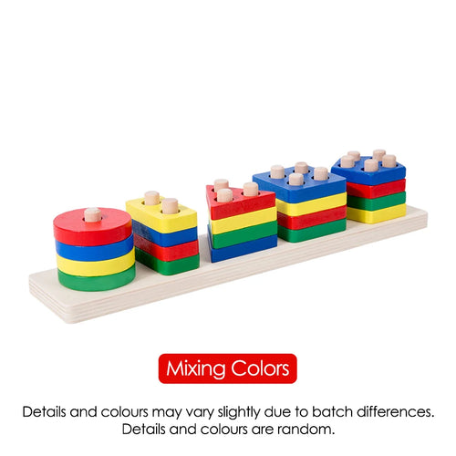 Montessori Wood Toys for Kids Wooden Sorting Stacking Toys for Baby