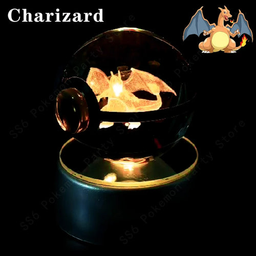Pokemon Crystal Ball 3D Pikachu Mewtwo Mew Gengar Night Light Lamp
