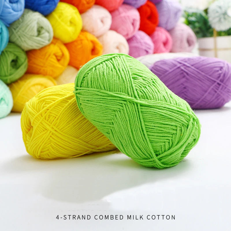 40-50g/Set 4ply Milk Cotton(80%) Knitting Yarn Needlework Dyed Lanas