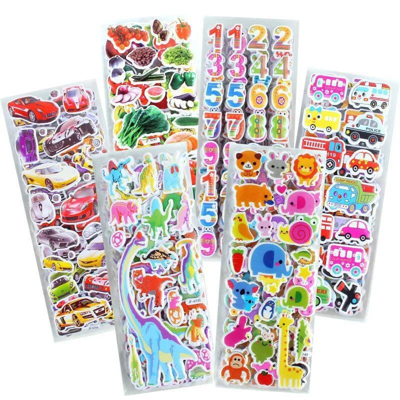 10/20/30/40/50 Sheets 3D Stickers for Kids Puffy Children Stickers