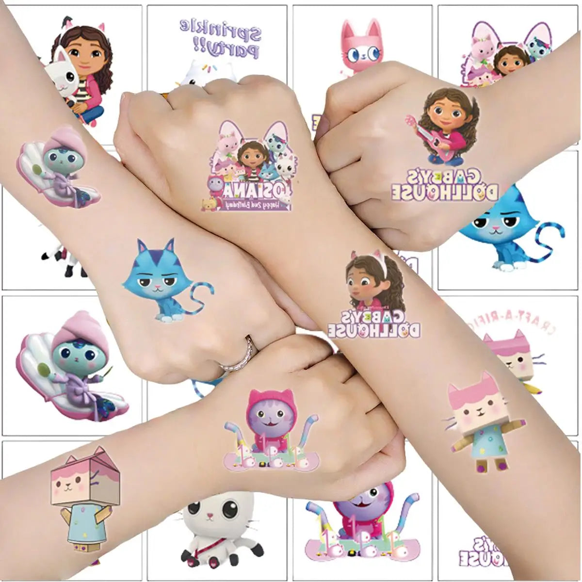 Cartoon 20PCS Cute Gabby Dollhouse Cats Tattoo Stickers Kawaii Anime
