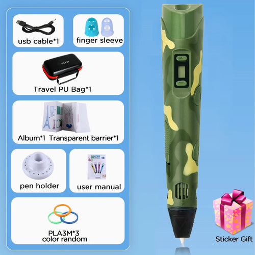 3D Printing Pen DIY Drawing Paiting  With LCD Screen Compatible PLA